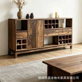 老榆木诧寂风客厅落地式装饰架多宝阁茶具瓷器展示架玄关柜博古架