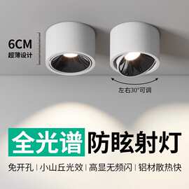 超薄明装射灯可调角度小山丘牛眼防眩客厅家用天花灯圆形无主灯