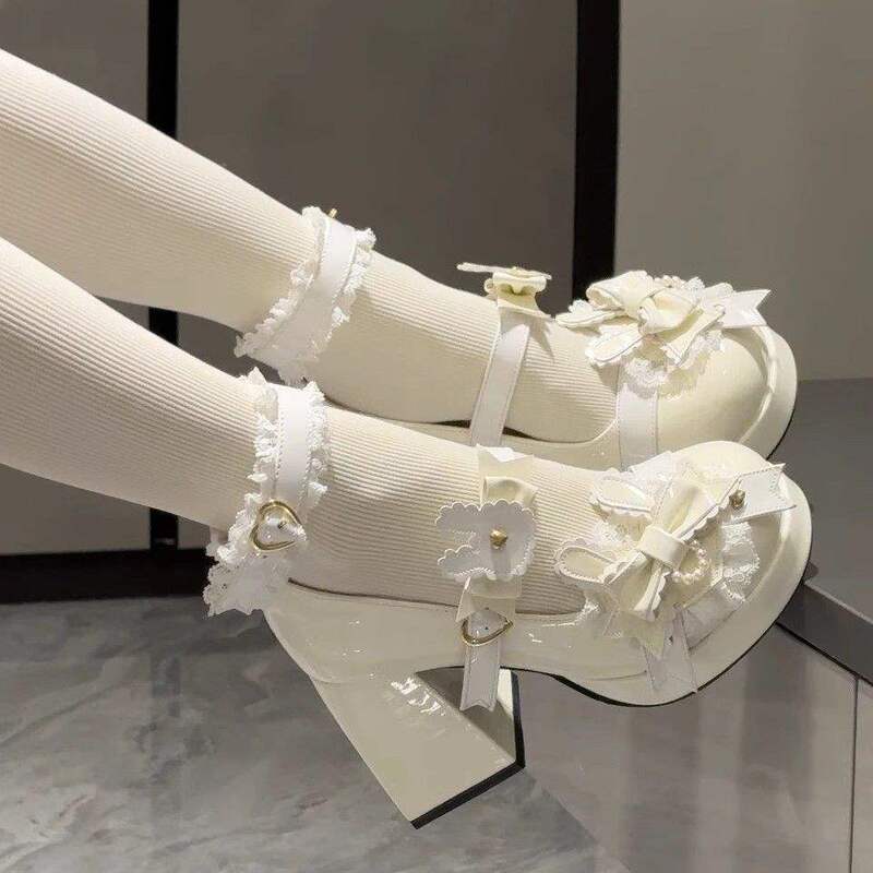 Waterproof Platform High Heels Mary Jane Cute Rabbit Sweet Lovely Lolita Round Toe Shoes Lolita