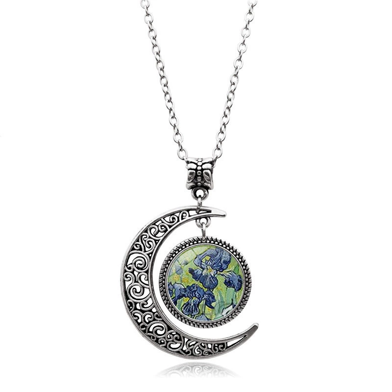 Подвеска, серебряное ожерелье, ретро аксессуар, свитер, with gem, европейский стиль