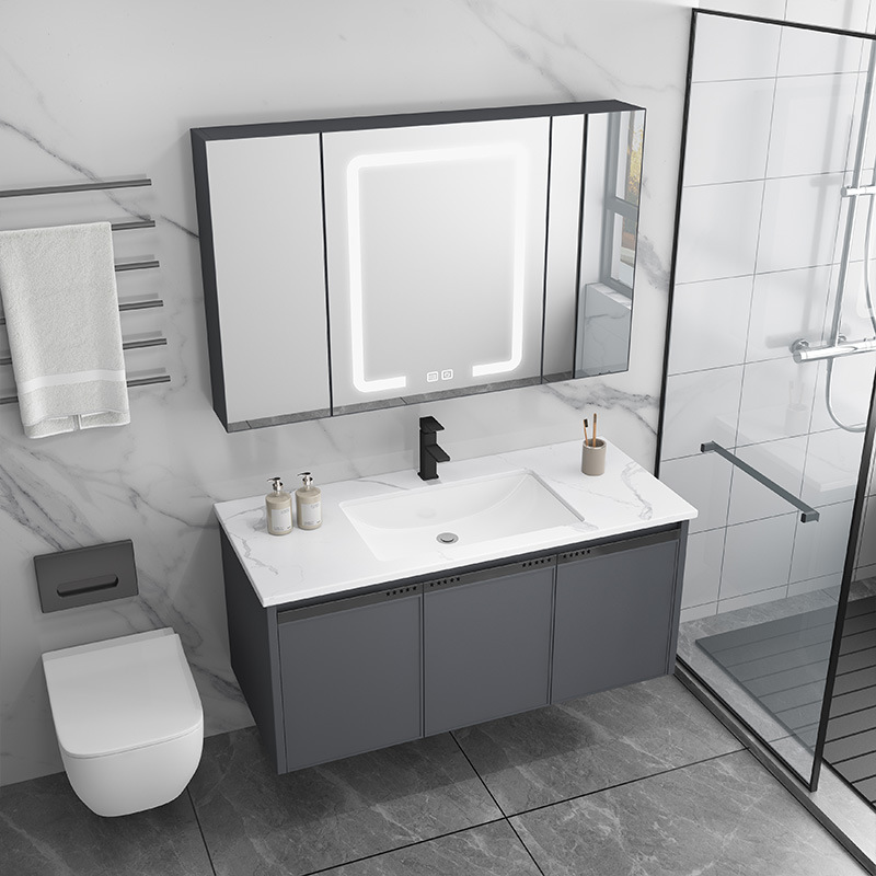 Gabinete de baño de aluminio de espacio de cerámica integrado baño Baño gabinete de baño lavabo combinación de lavabo