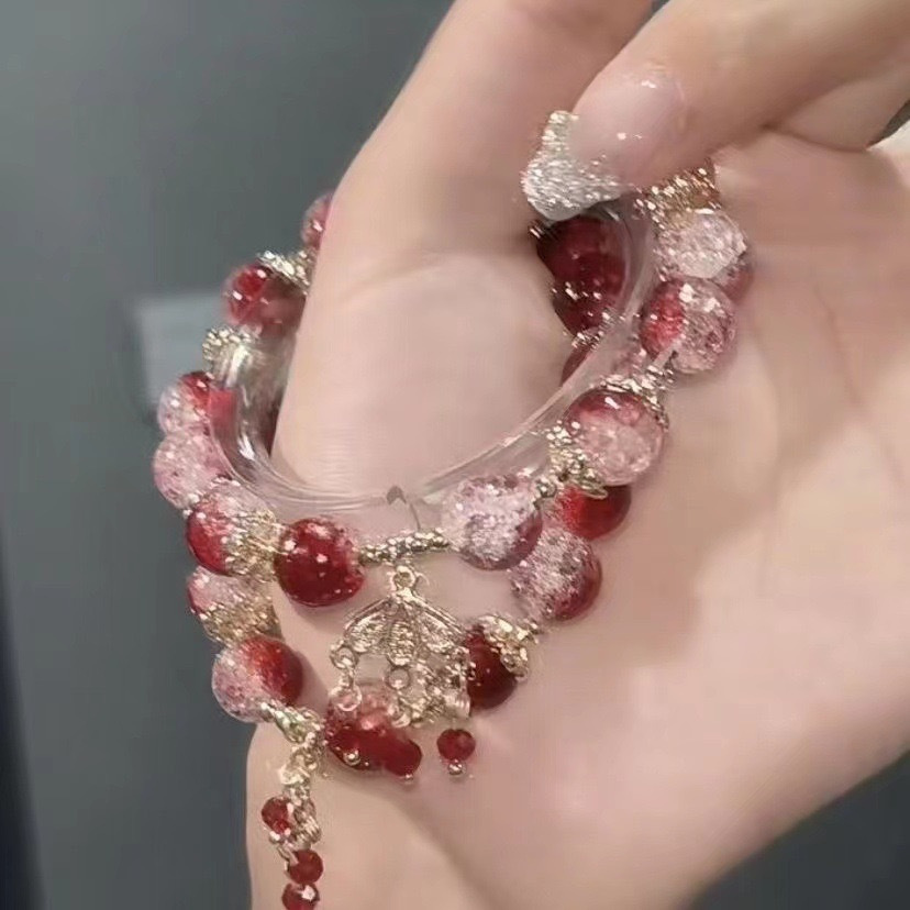 red popping bead tassel