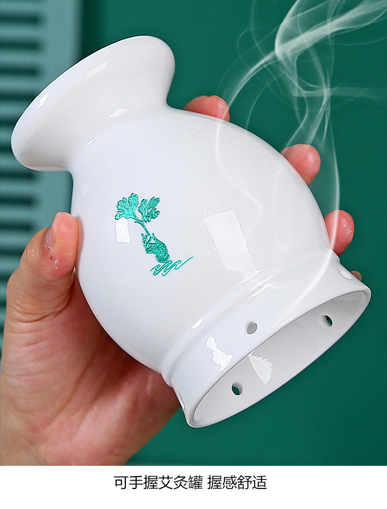 Ceramic Moxibustion Jar Double Layer Heat Insulated Moxa Cup for Home and Spa Use 11.5cm in use
