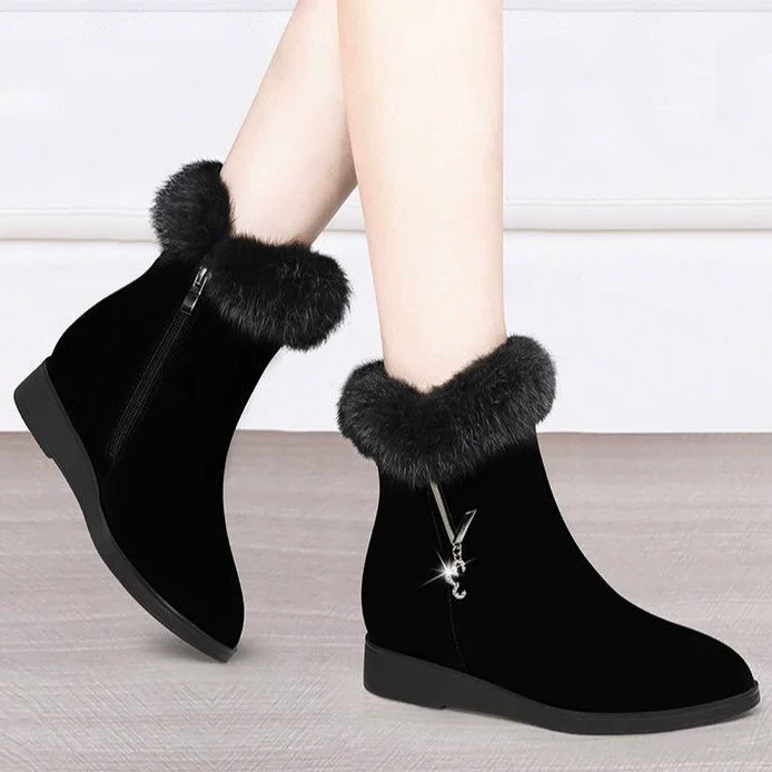 Demi-season fleece keep warm low boots, plus size