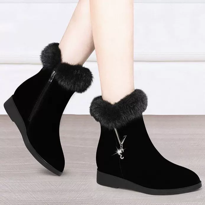 Demi-season fleece keep warm low boots, plus size