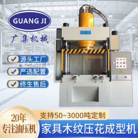 东莞广集200吨四柱液压机 快速小型家具木纹压花成型伺服油压机