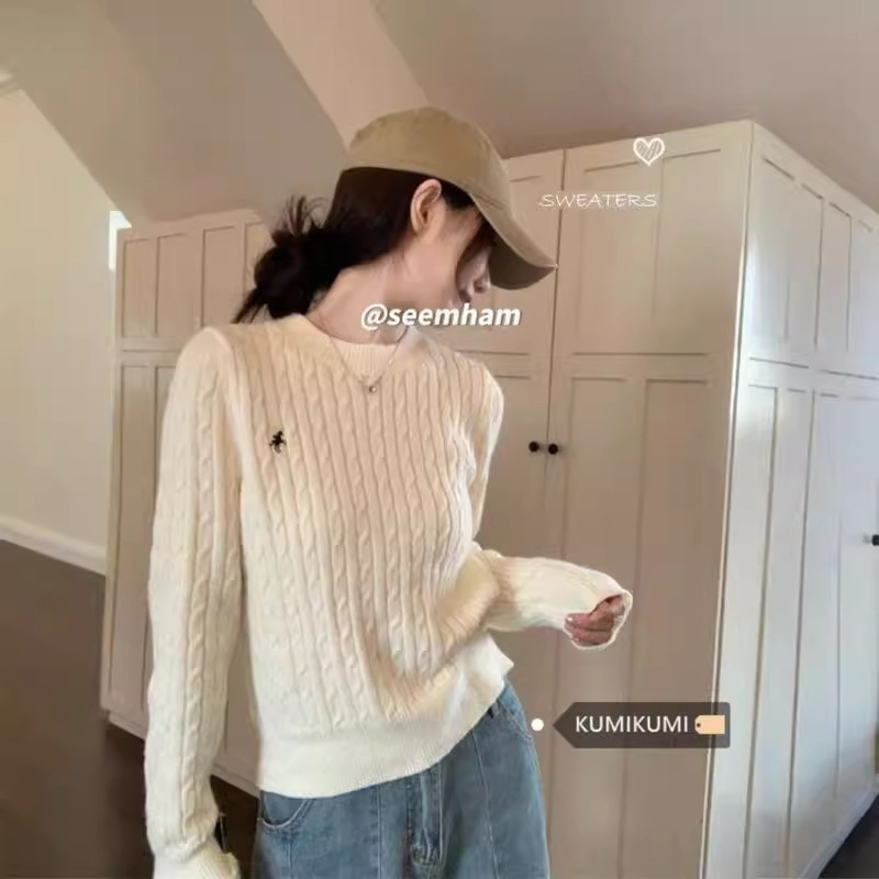 apricot Twist Knitwear Women's Early Autumn Design Sense Embroidered Grey Sweater Loose Pullover Inner Long Sleeve Top apricot Twist Knitwear Women's Early Autumn Design Sense Embroidered Grey Sweater Loose Pullover Inner Long Sleeve Top