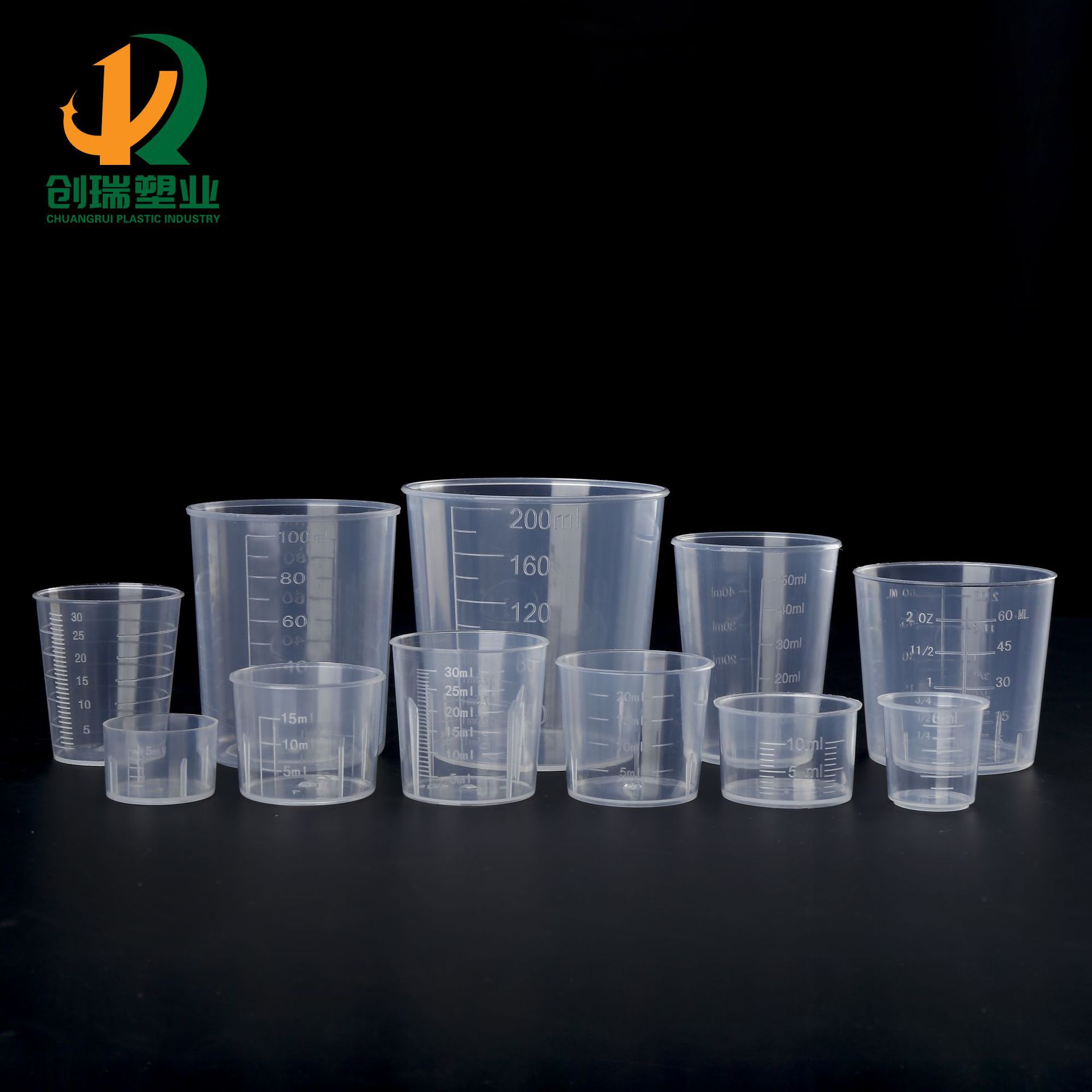 5 / 6 / 10 / 15 / 20 / 30 / 50 / 60 / 100ml taza de plástico 200ml taza de escala de doble cara