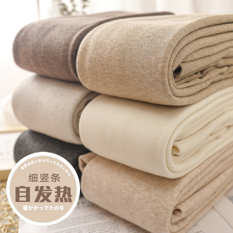 Combed cotton north extra thick 500g camel velvet leggings women's winter cashmere oat warm vertical striped pantyhose