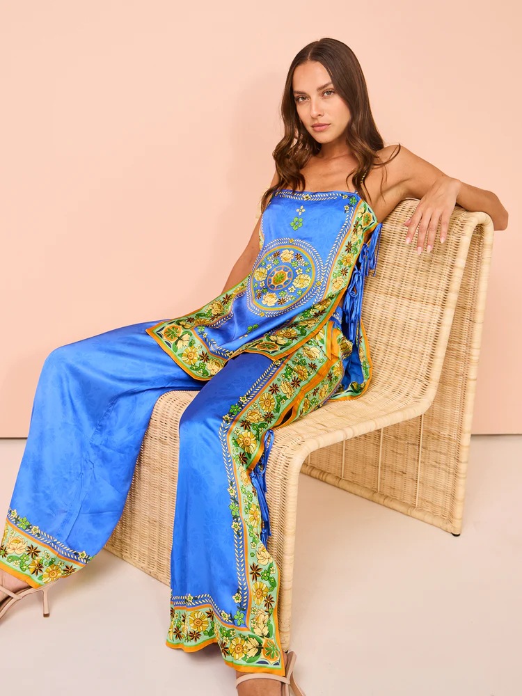 Women's Gender Printing Design Holiday Women's Vintage Style Ethnic Style Color Block Flower Polyester Printing Pant Co-ord Set Pants Sets