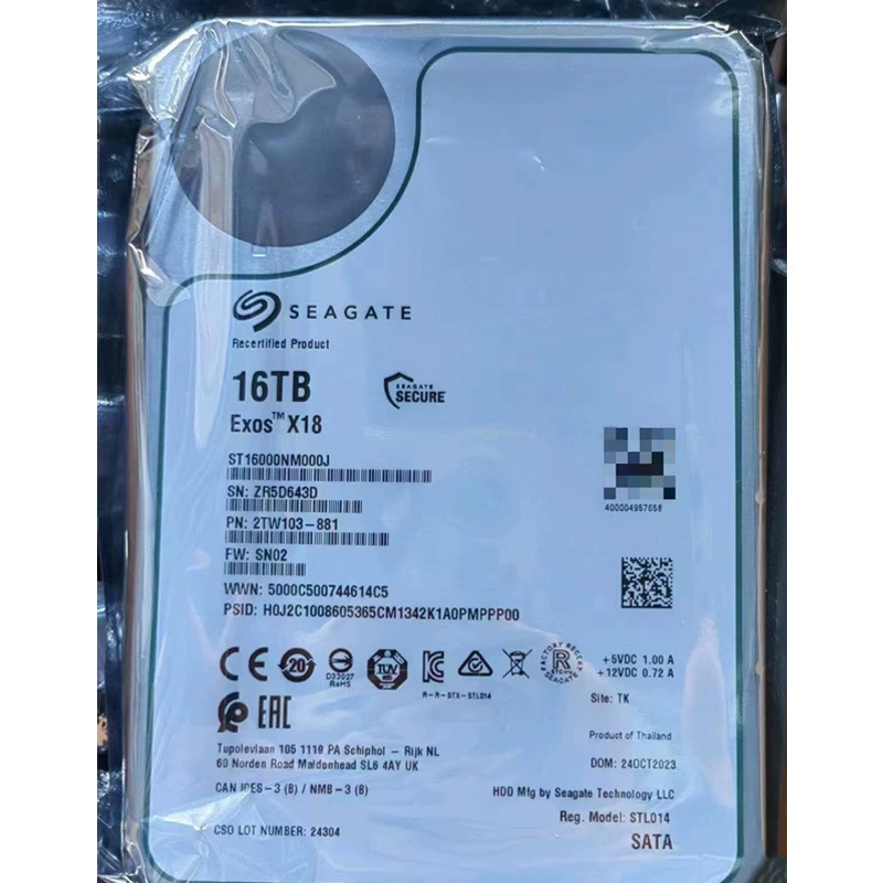 Серверный жёсткий диск (Seagate) ST16000NM000J Exos X18, 16 ТБ, SATA, восстановленный R-диск