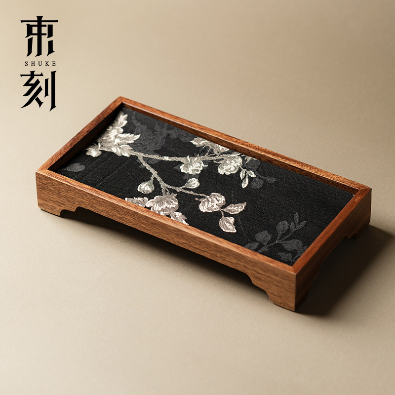 Japanese-Style Black Walnut Dry Tea Tray New Chinese Zen Creative Tea Mat Wooden Tray Complete Set Small Tea Table