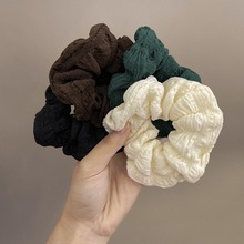 新款韩版泡芙大肠发圈女高级感褶皱头花头绳扎丸子头皮筋发饰批发