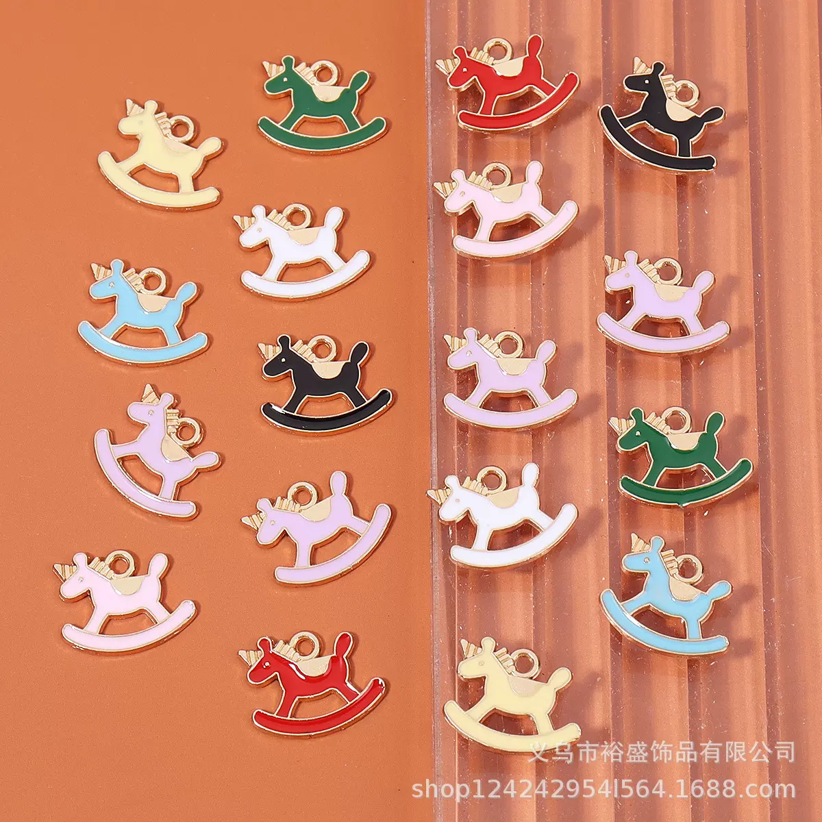 跨境独角兽木马吊坠合金滴油diy饰品配件耳饰耳环手链项链挂件