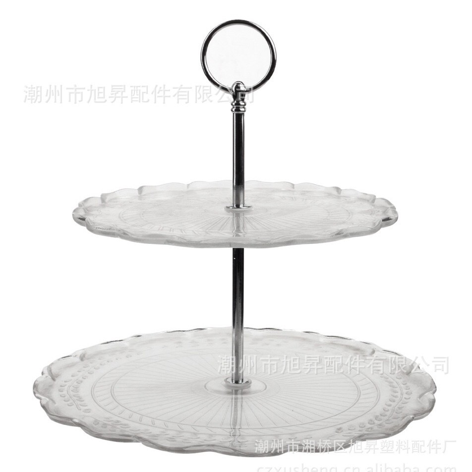 Placa de pastel redonda percha soporte de placa de fruta doble aleación de zinc de tres capas Placa de merienda Placa de fruta Placa de cadena de metal estante