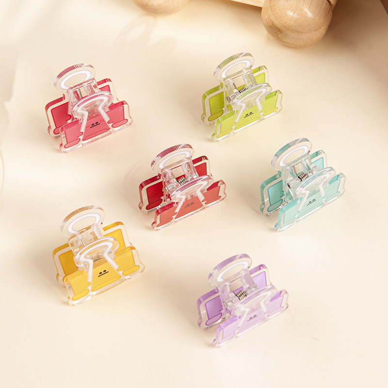 Cute cartoon acrylic clip with book pages, file note information storage small card, plastic ledger clip