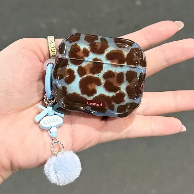 Ice Blue Brown Leopard Print Suitable for Airpodspro3 Protective Case AirPods 4Th and 5Th Generation Apple Bluetooth Headphone Case Ice Blue Brown Leopard Print Suitable for Airpodspro3 Protective Case AirPods 4Th and 5Th Generation Apple Bluetooth Headphone Case