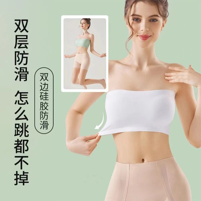 Strapless Tube Top Bra for Women, Anti-Exposure, Non-Slip, Push-Up, Seamless Chest Wrap, Summer Thin Beautiful Back Bra