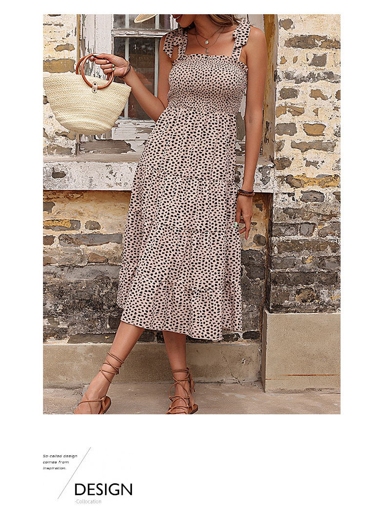 Leopard Print Bow Suspender Sleeveless Dress_voghion.com