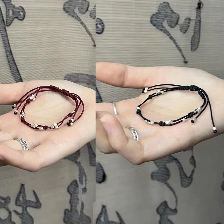 Broken Silver Bracelet Female Ins Niche Super Fairy Temperament All-match Best Friend Red Rope Student Good Luck Couple Girlfriend Gift
