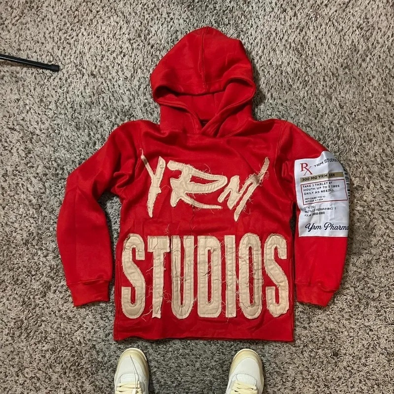 Men's Clothing Street Punk Trend Printed Hooded Pullover Sweater Fleece Unisex American Gothic_viptrois.com