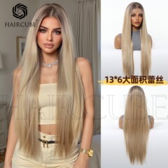 13*6大面积蕾丝假发头套长直发渐变染女士TK新品热卖跨境假发厂家