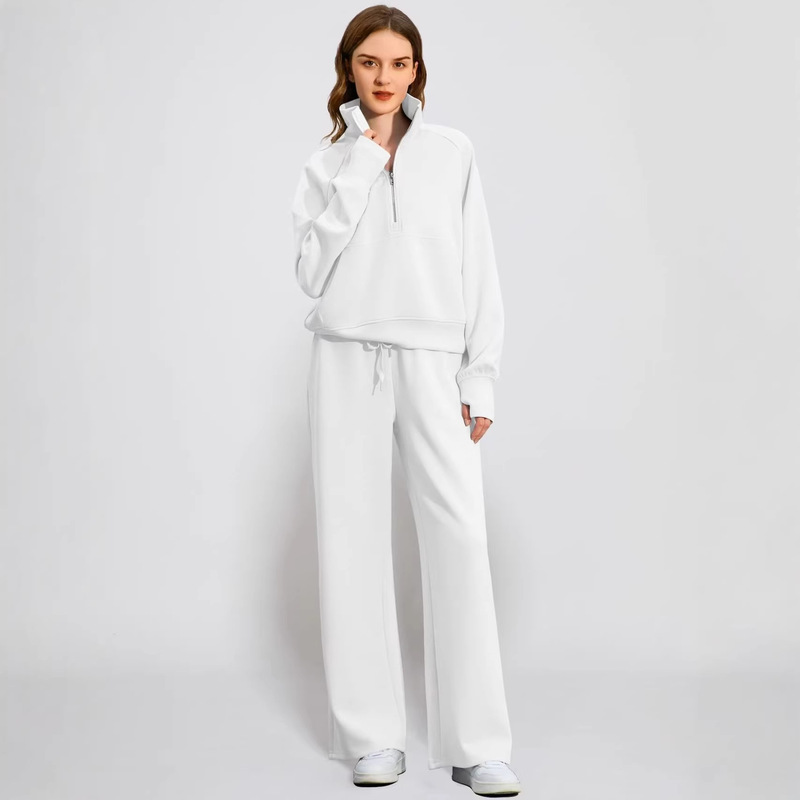 European and American 2026 Summer New Women's Clothing Set Amazon Cross-Border Fashion Half-Zip Sweatshirt Straight-Leg Pants Sportswear European and American 2026 Summer New Women's Clothing Set Amazon Cross-Border Fashion Half-Zip Sweatshirt Straight-Leg Pants Sportswear