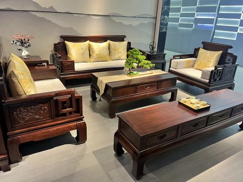 Chinese classical rosewood solid wood sofa carved home living room high-end villa combination Chinese style antique furniture