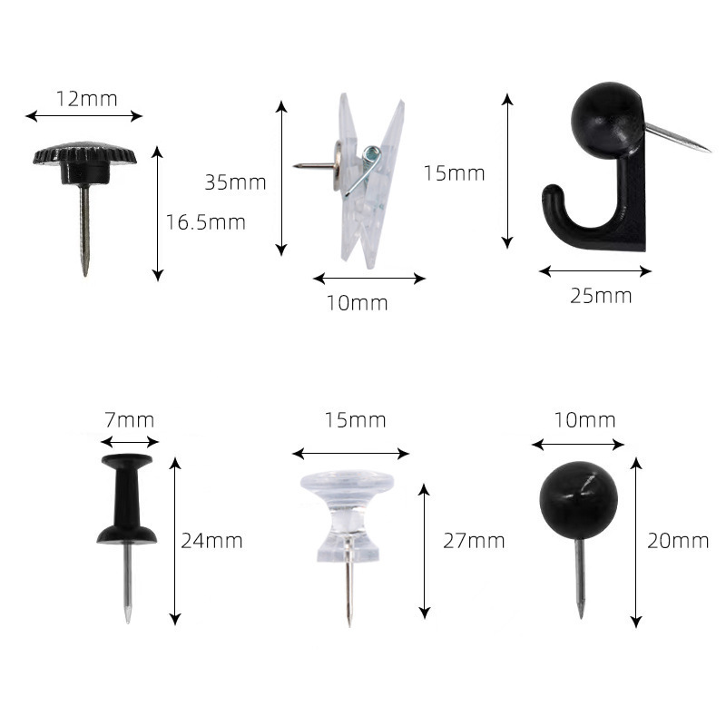 Combinación de clip de chincheta creativo multifuncional de color transparente de Rockfield Juego de tachuelas de foto de mapa de tablero de corcho