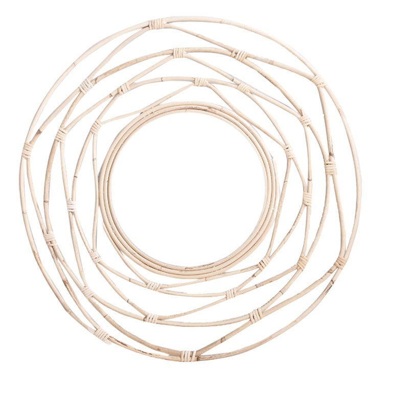 Hierba bohemia tejida de ratán pared decoración de pared colgante B & B sala de estar habitación pared redonda decoración de pared decoración de pared