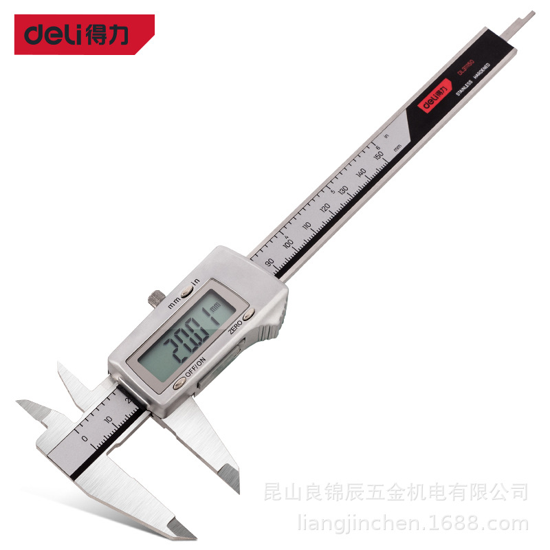 得力工具高精度专业Zn锌合金公英制数显游标卡尺DL311150 200 300