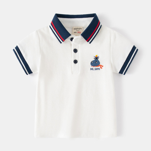 Children's short-sleeved T-shirt  new boys polo shirt lapel embroidered top baby fashion summer children's clothing trend