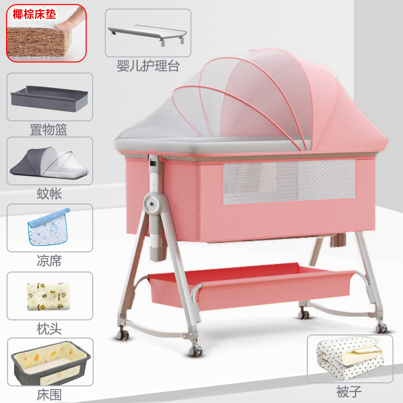 Cuna móvil Cuna portátil Cuna para bebé Cama plegable multifuncional bb Cama grande de costura para niños recién nacidos