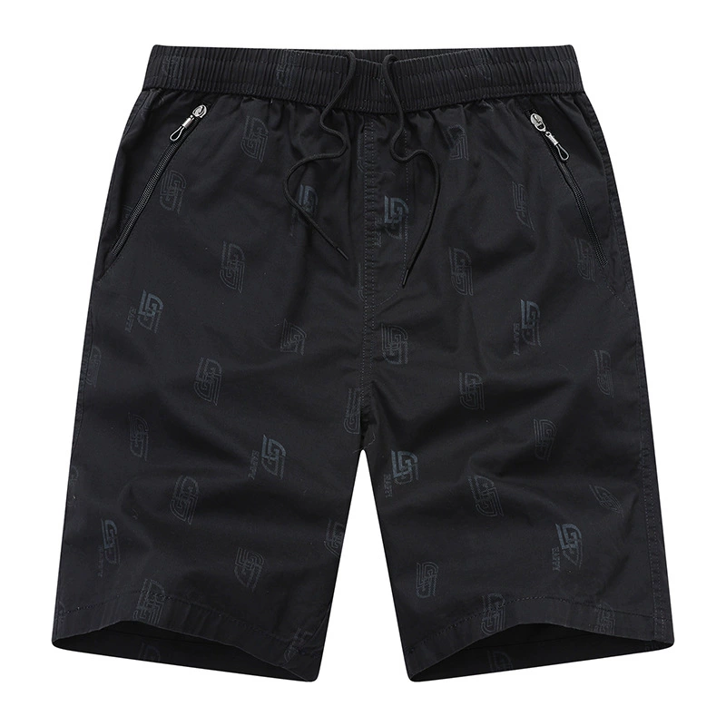 2025 новый завод прямые волосы летние принты хлопчатобумажная стирка эластичная талия на молнии карманные шорты повседневные брюки