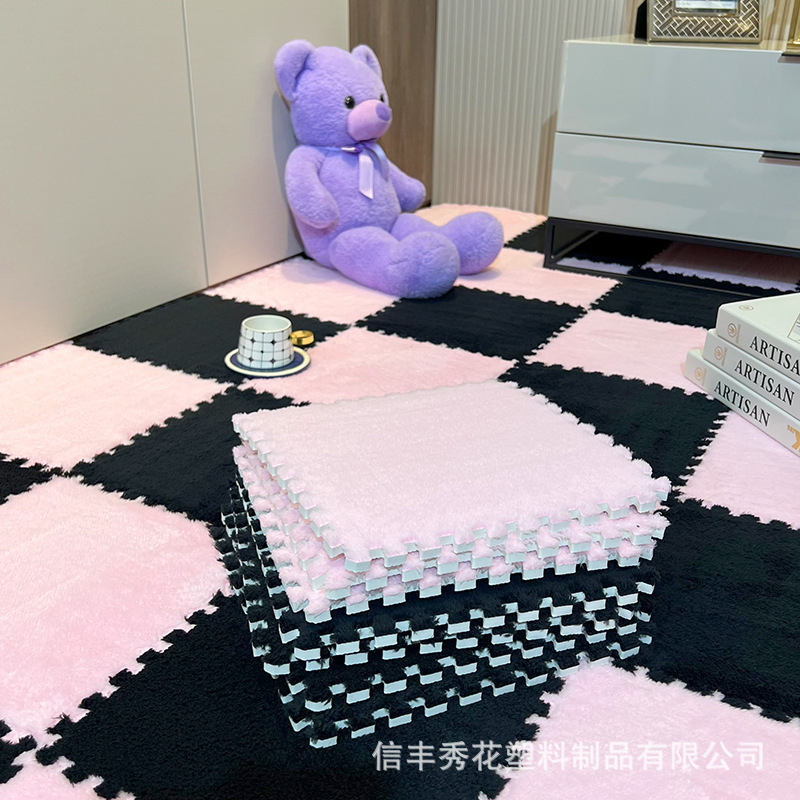 カーペット寝室フルルームぬいぐるみベッドサイドブランケット女の子ホームリビングルームフォームフロアマットスプライシング毛皮のようなカーペット|undefined