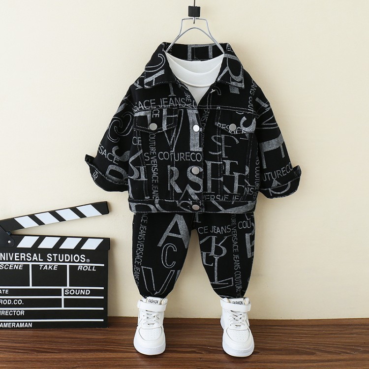 Boys spring and fall baby fashion children's stylish denim clothes handsome cargo_voghion.com