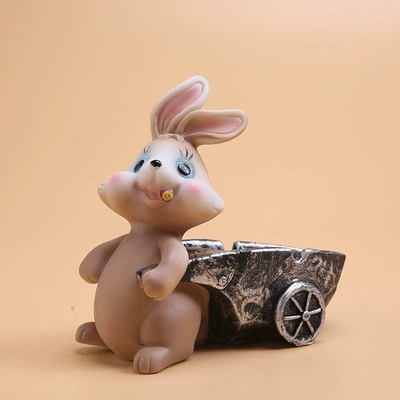 Car ashtray — Gift, Living Room Decoration - pulling-cart-rabbitbrown