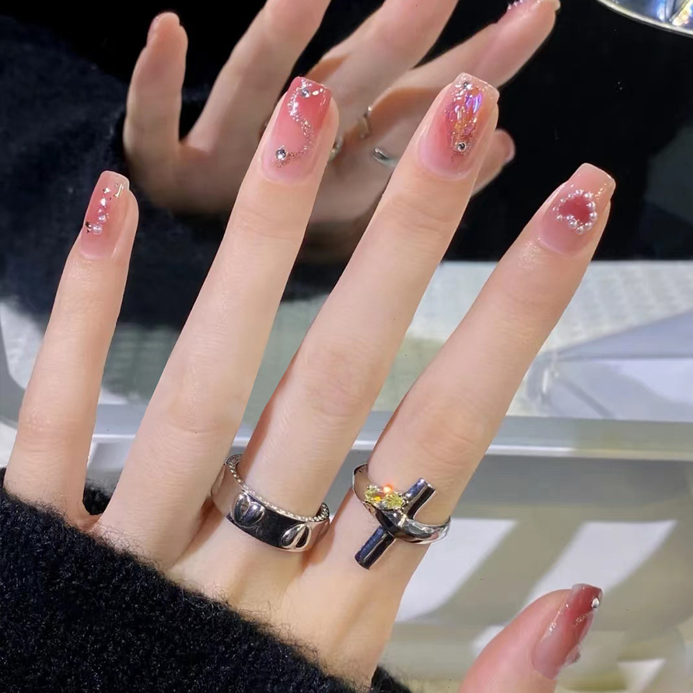 Ventas transfronterizas de uñas en caliente desgaste polvo suave parches de uñas de diamantes delicados lujosos ambientes de uñas