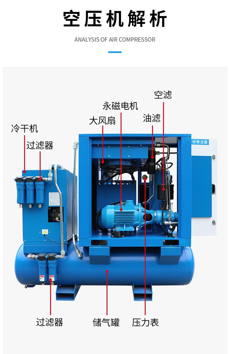 Laser Cutting Industrial-Grade Screw Air Compressor High-Power 22Kw Screw-Type Silent Air Compressor with Variable Frequency