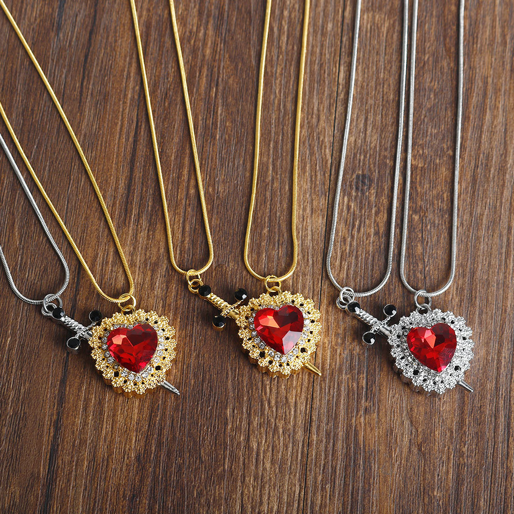 23g Weight Zinc Alloy Pendant Material Zircon Inlay Material Pendant Necklace Classification Zinc Alloy Chain Material snake chain Chain Type Holiday, Party Occasion Zinc alloy Material Heart Shape Pattern Unisex Gender Plating Design Punk, Streetwear Style Punk Streetwear Heart Shape Zircon Zinc Alloy Snake Chain Pendant Necklaces Wholesale 16
