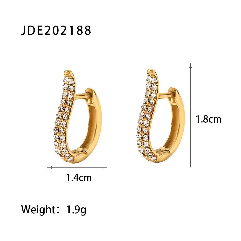 Fashion Oval Plating Stainless Steel Zircon Hoop Earrings display picture 7