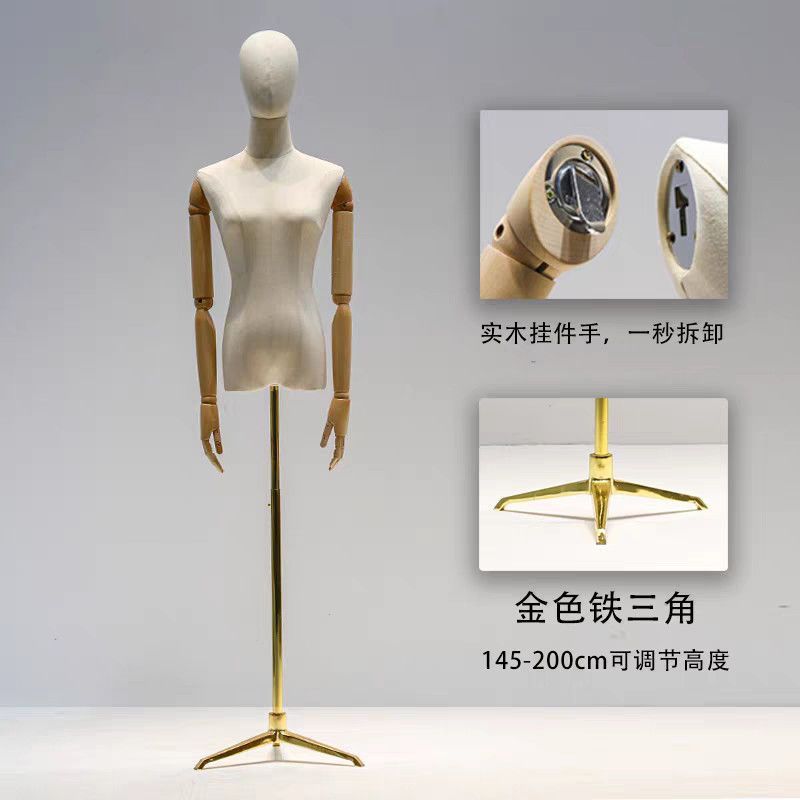 Colgante tienda de ropa de mano accesorios de modelo ventana de ropa de mujer mitad líder plataforma de exhibición estante modelo de vestido de boda estante