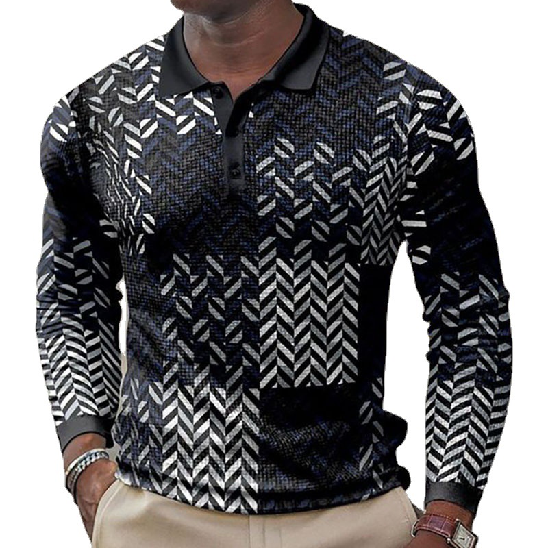 Comercio exterior transfronterizo primavera nuevos hombres de manga larga con botones POLO camisa hombres europeos y americanos moda casual top hombres