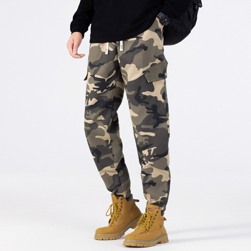 Japanese-style camouflage work pants for men, autumn new trendy brand all-match ankle-tight pants, high-street edgy and cool casual trousers.