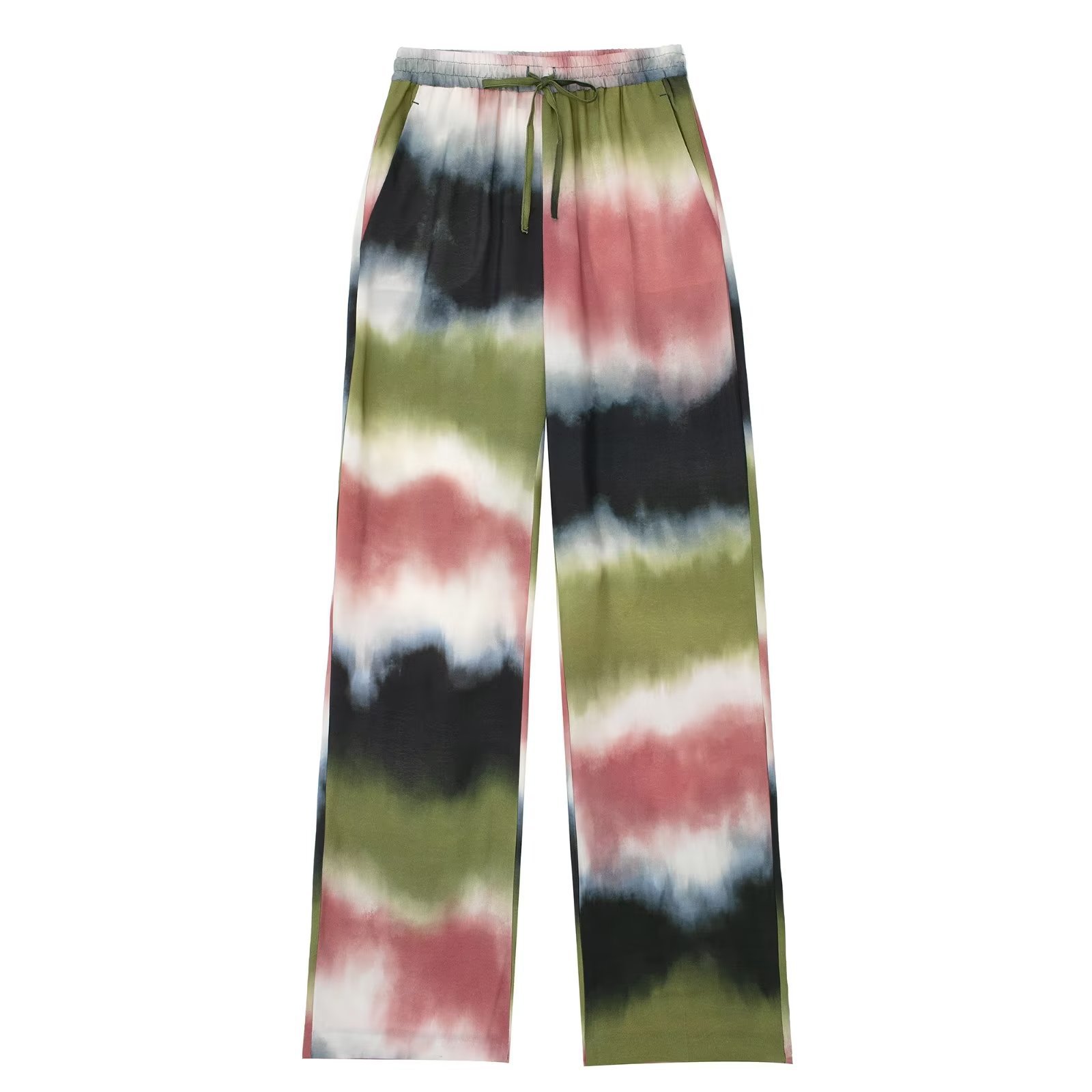 Neues Set aus Batikhemd und bedruckter Hose für Damen im Sommer 2024_voghion.com