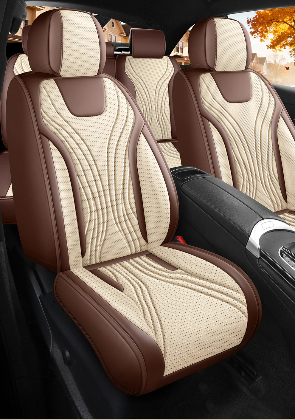 New foreign trade model Nappa leather car seat cushion wholesale, suitable for all seasons, perforated and breathable, full-cover car seat cushion and seat cover
