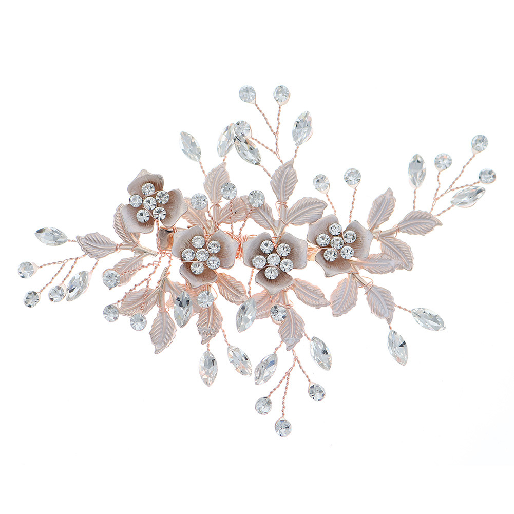 クロスボーダー热い贩売花嫁アクセサリーハンドメイドパールメタル花ヘアクリップ夏森系高级感カモ口クリップ