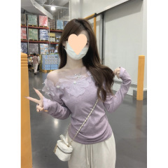 法式设计感立体花朵长袖针织衫2025年秋季女装修身显瘦洋气上衣潮