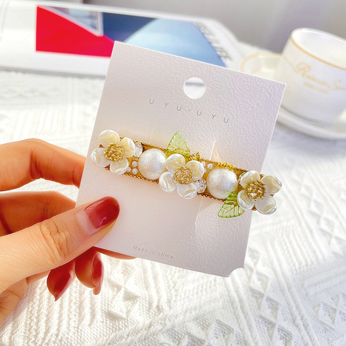Small fresh pearls, imitation shell flowers, Korean simple hair accessories, hairpins, leaf duckbill clips, side clips, bangs clips, jewelry