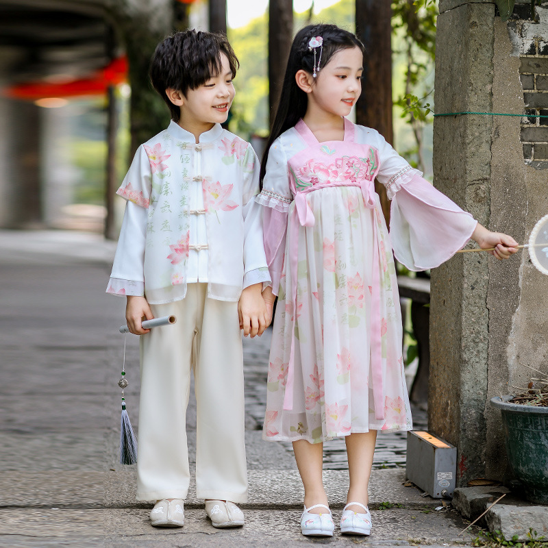儿童汉服演出服小学生古典舞班服合唱古筝元旦国庆表演服唐装批发